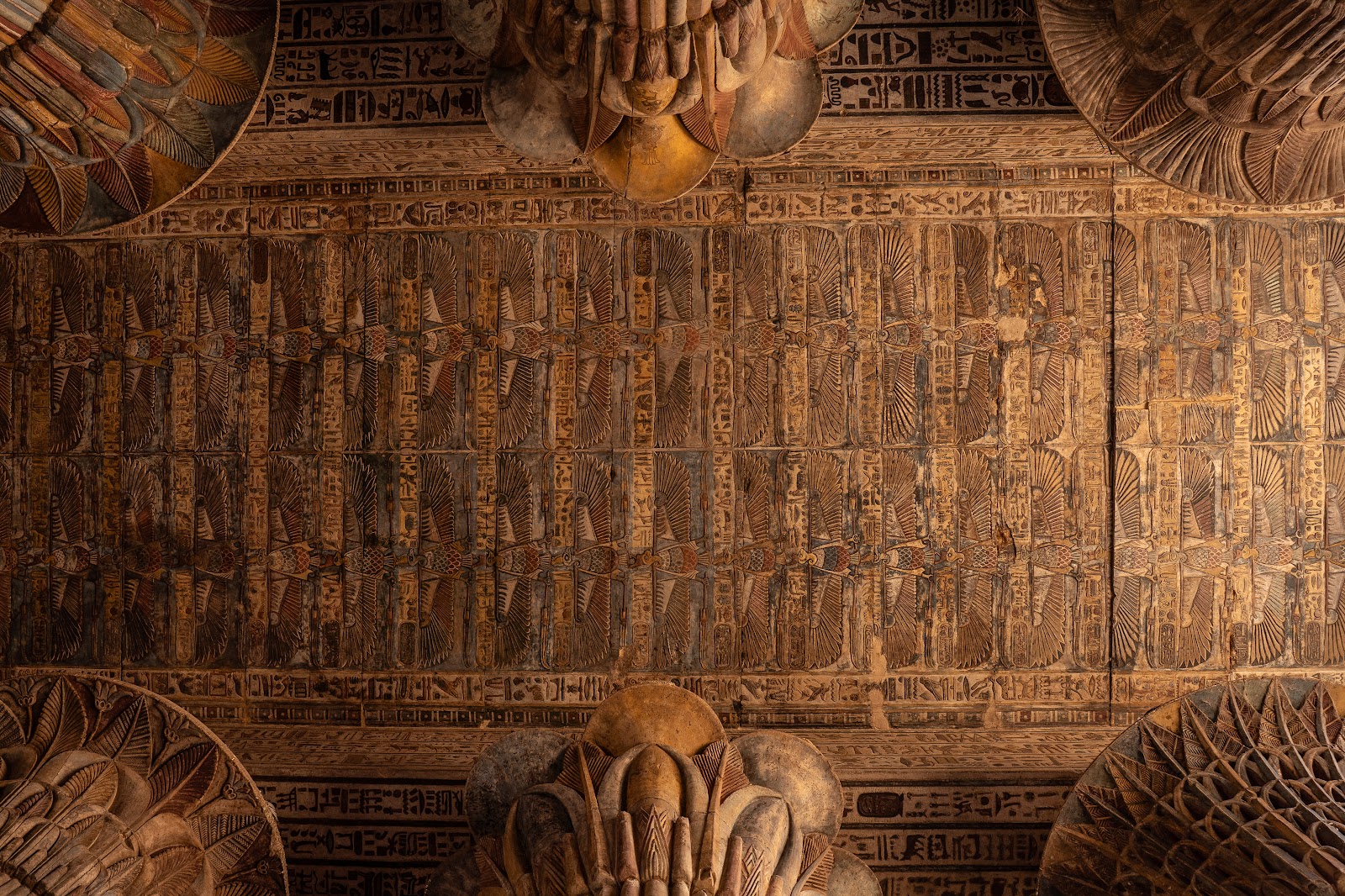 A carved temple ceiling