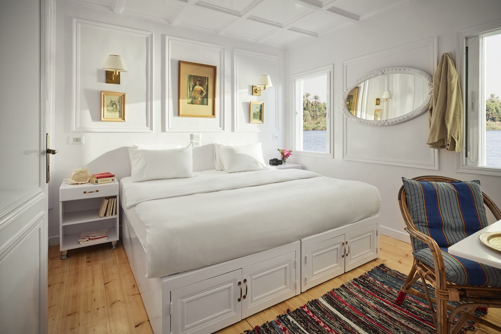 A cabin aboard a Nour El Nil dahabiya